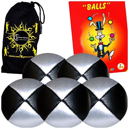 5x Pro Thud Juggling Balls - Deluxe (LEATHER) Professional Juggling Ball Set of 5 + Mister Babache Ball Juggling Book of tricks, and Fabric Travel Bag! - Image 5