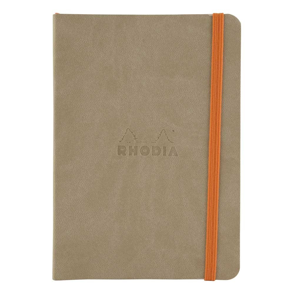 RHODIA 117355C - Beige Soft Notebook - A6 - Dotted Dot - 144 pages - Ivory Clairefontaine Paper 90 g/m - Bookmark, Elastic Closure - Faux Leather Cover - Rhodiarama Collection