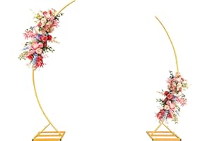 LEALIBAUSS Metal Open Arch Backdrop Stand，Half Moon Arch Stand Set of 2,Wedding Archs for Ceremony,Birthday,Wedding,Bridal Ba