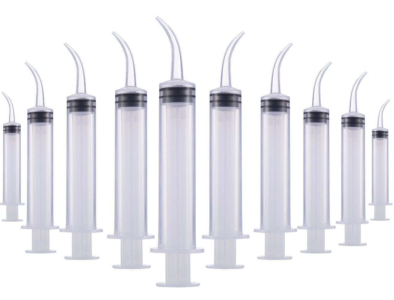10PCS Disposable Dental Syringe Dental Irrigation Syringe With Curved