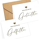 LADY&HOME Set of 2 Godparents Proposal Cards with Envelope,Will You Be My Godfather/Godmother Card Godparents Proposal Gift (C2:Godfather & Godmother)