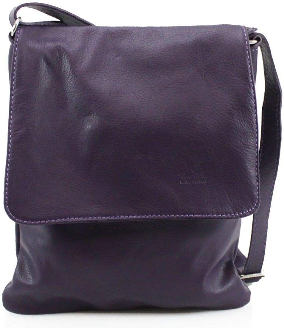 Ladies Italian Vera Pelle Genuine Leather Flap Cross Body Bag Women