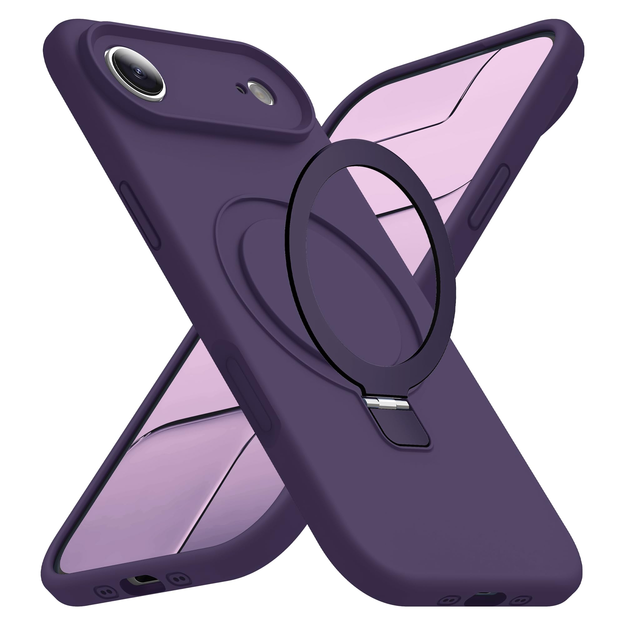 Photo 1 of SKYLMW Compatible with iPhone 17 Air Case with Magnetic Invisible Stand Compatible with Mag-Safe Military Drop Tested Shockproof Silicone iPhone 17 Air Phone Cases for Women Men 6.6"?Purple