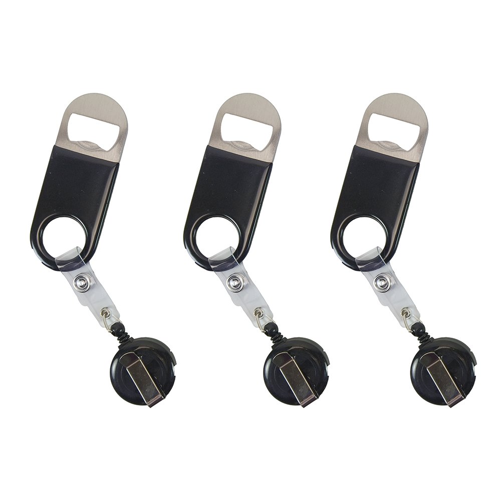 Retractable Flat Beer Bottle Opener with Belt Clip for Bartenders