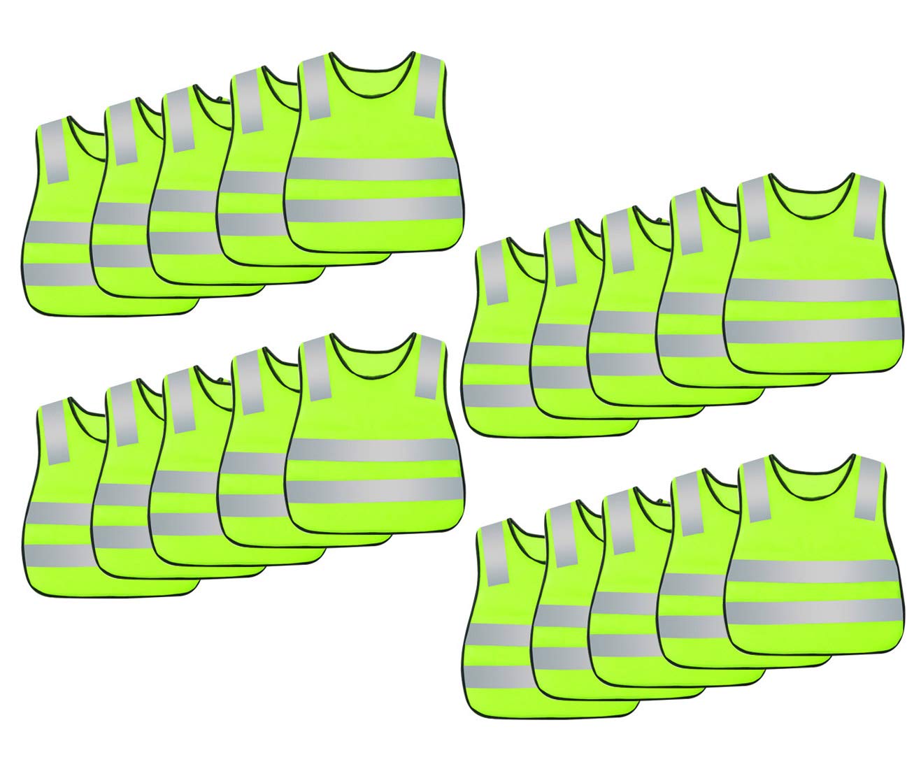 AIEOE 20-Piece Kids Safety Vests, High Visibility Reflective Vests with Elastic Bands for Running, Cycling, Jogging