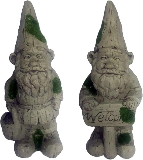 Garden Gnomes Outdoor Cement Statue Figures Rustic Finish