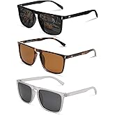 VANLINKER Polarized Square Sunglasses for Men Women Dark Shades with UV Protection for Driving VL9748