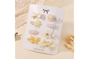 8pcs Baby Girls Hair Clips 1.7"-2.5" Boutique Grosgrain Ribbon Flower Hair Bow Clips Glitter Star Butterfly Barrettes Hair Ac