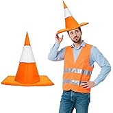 Zalbuqu Orange and White Halloween Costume Party Traffic Cone Funny Hat