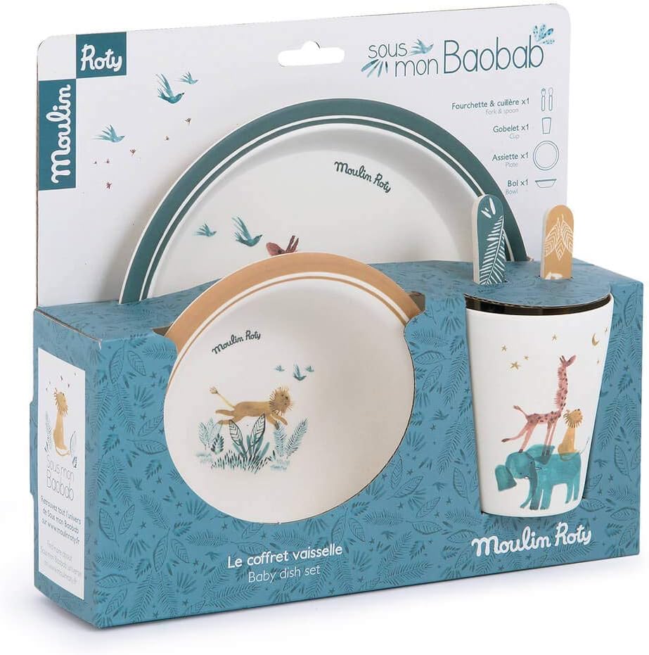 Moulin Roty Safari Lot De 5 Vaisselle En Melamine Sans Bpa Sans Plastifiant Amazon Fr Cuisine Maison