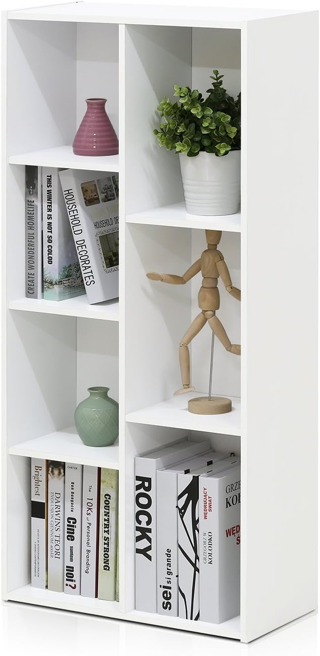 Furinno 7-Cube Reversible Open Shelf, White: Furniture & Decor