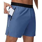 GymBrave Men's 5 inch Athletic Running Shorts with Zipper Pockets Lightweight Quick Dry Workout Gym Shorts for Men