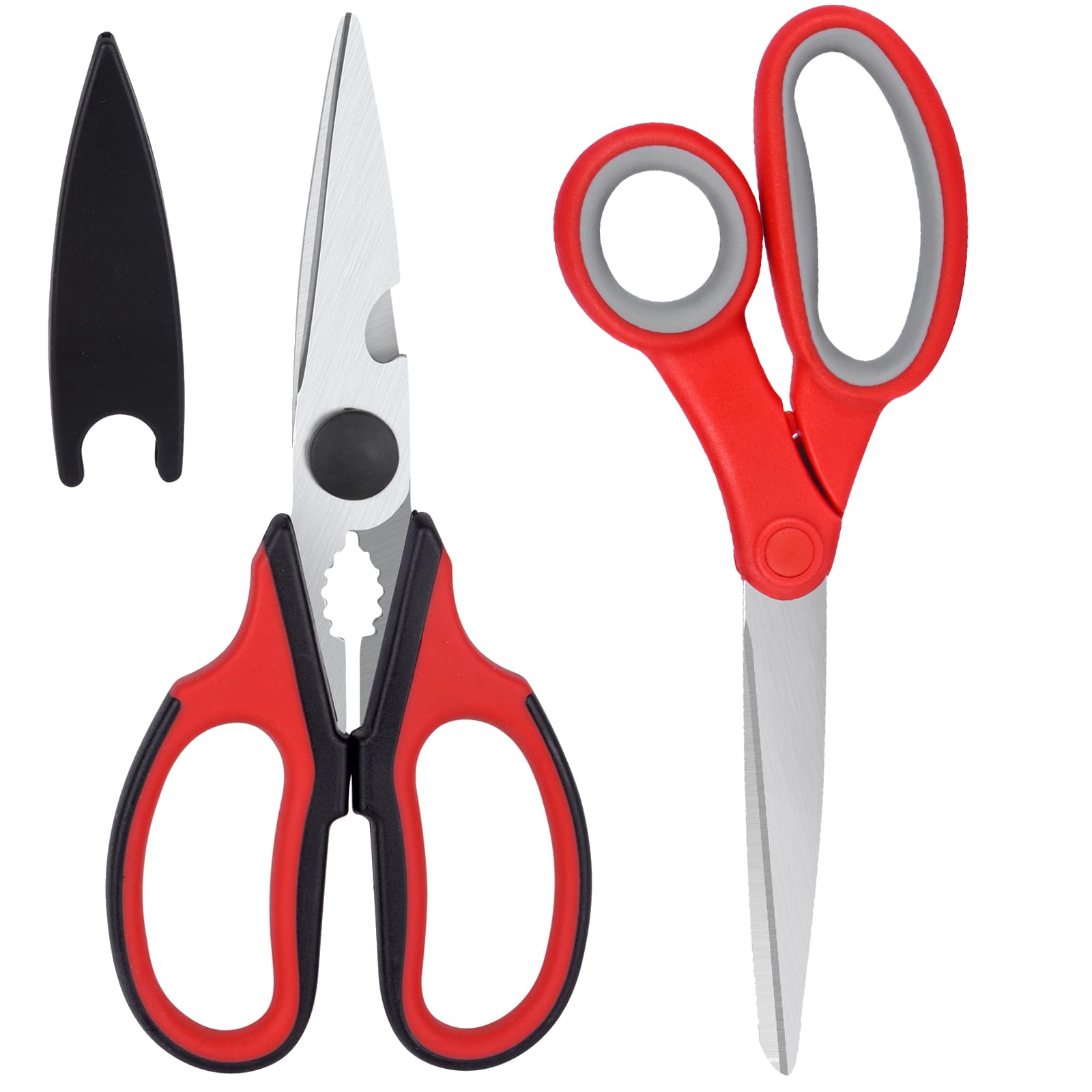 KYDIFS Left Handed Scissors and Left Handed Kitchen Scissors, Lefty Shears Stainless Steel for Kitchen, Office, Home, Arts and Crafts (2 Pack)