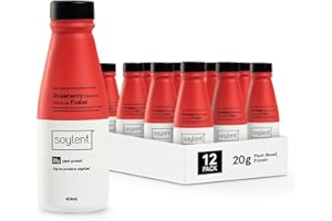 Soylent Plant Based Meal Replacement Shake, Strawberry – Contains 20g Complete Vegan Protein, Ready-to-Drink – 414 ml, 12 Pac