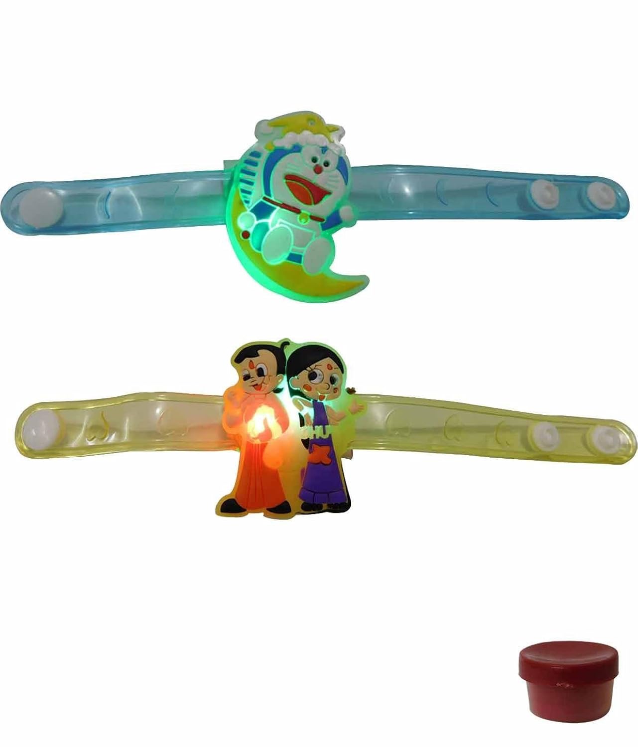 riddhi's inc superb multi-colour led character rakhi band for boys - set of 2