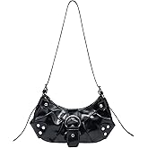Verdusa Women's Pleated Hobo Shoulder Bags Metallic PU Leather Clutch Handbag