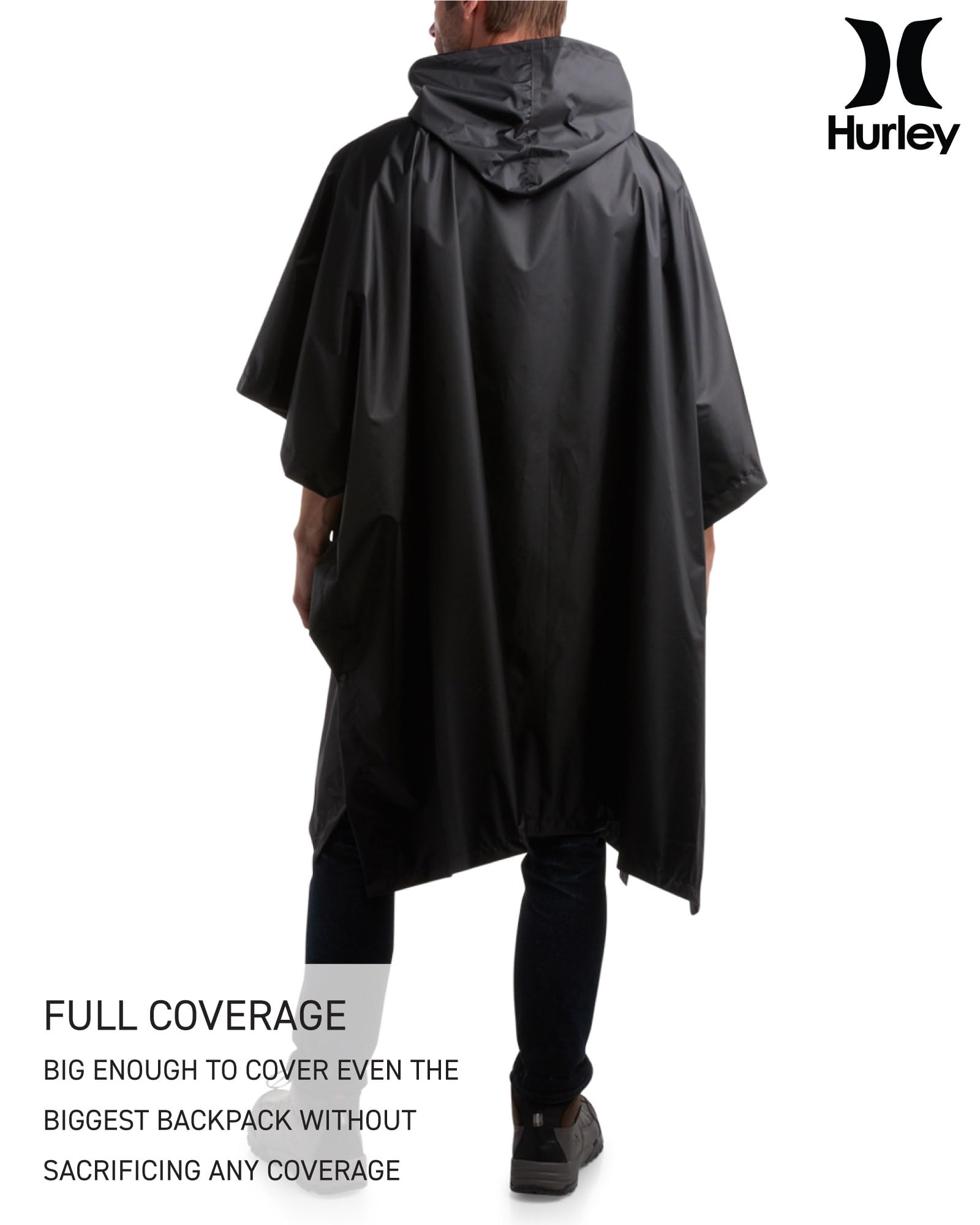 Hurley Ponchos Adult - Waterproof Rain Ponchos for Adults, Lightweight Packable Rain Poncho for Hiking, Camping & Emergency