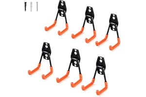AOBEN Garage Hooks Heavy Duty, Steel Garage Storage Hooks, Utility Tool Hangers and Combinable Wall Mount Garage Hooks for Organizing Ladder, Hold Chairs, Heavy Tools (Small U, 6 Pack)