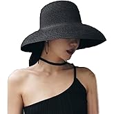 WUODHTW Women's Floppy Wide Brim Summer Beach Straw Hat UPF 50+ Sun Hat