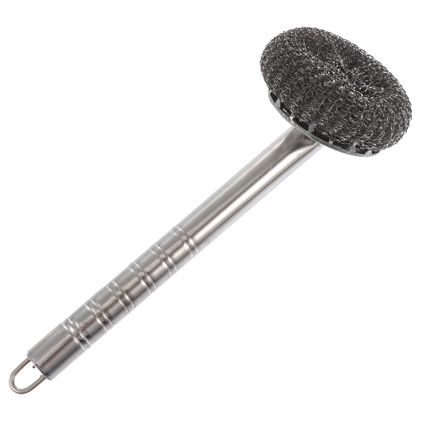 Luxshiny Dishwasher Cleaner Stainless Steel Sponges Scourer with Handle Pot Brush Metal Scouring Pads Kitchen Cleaning Tool Kitchen Scouring Cleaners Silver Dishwasher Detergent