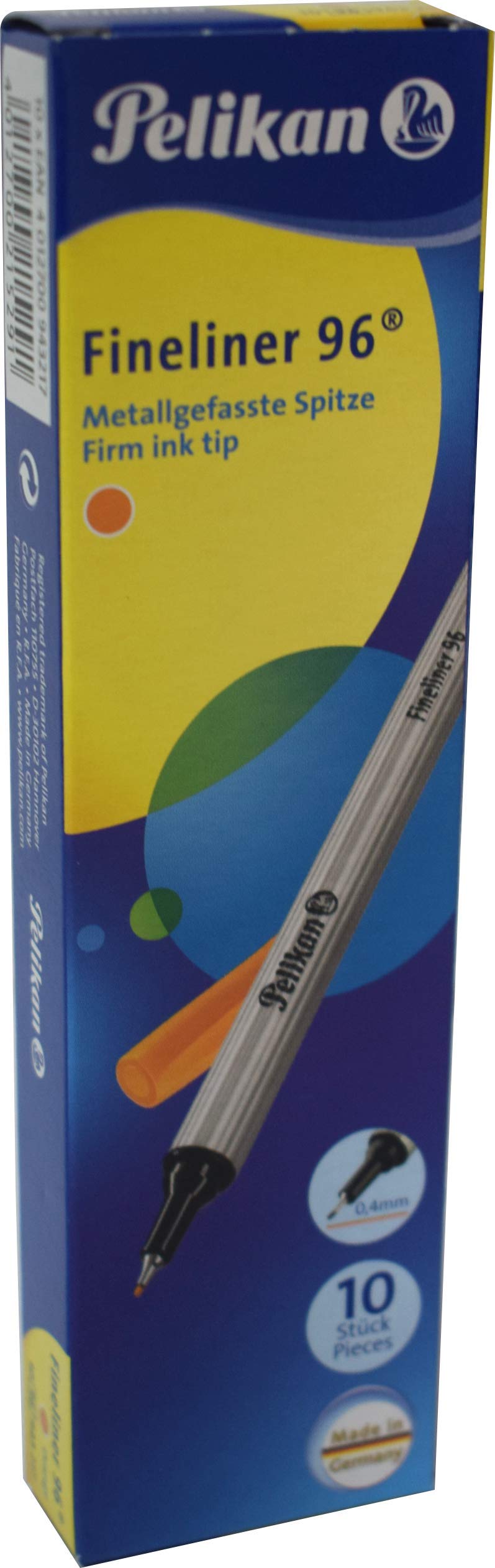 Herlitz Pelikan Fineliner 96® Blue, Pack of 10 in Box Pack of 10 Orange