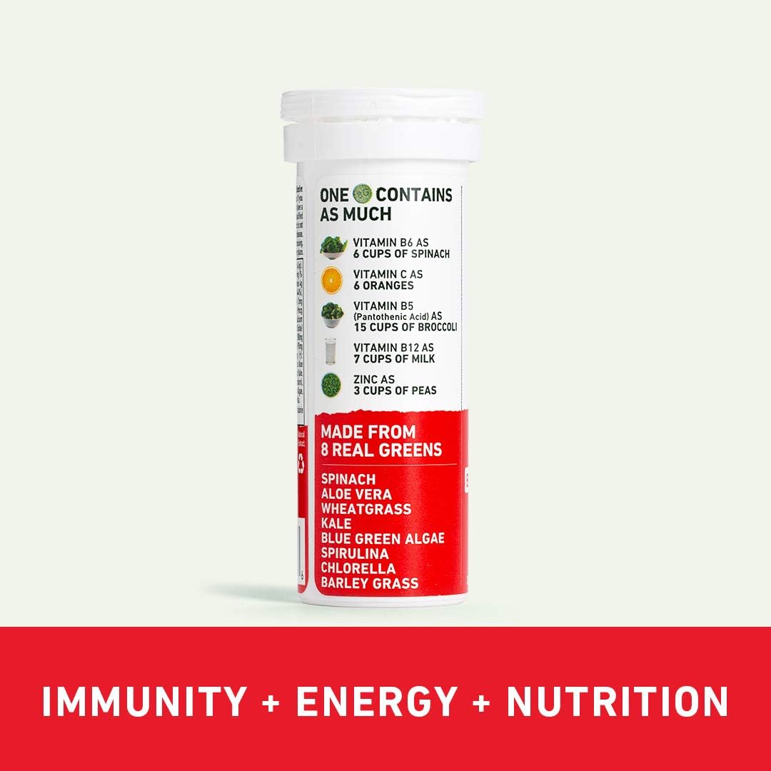 8Greens Immunity and Energy Effervescent Tablets - Packed with 8 Powerful Super Greens (Melon, 1 Tube/10 Tablets): Health & Personal Care