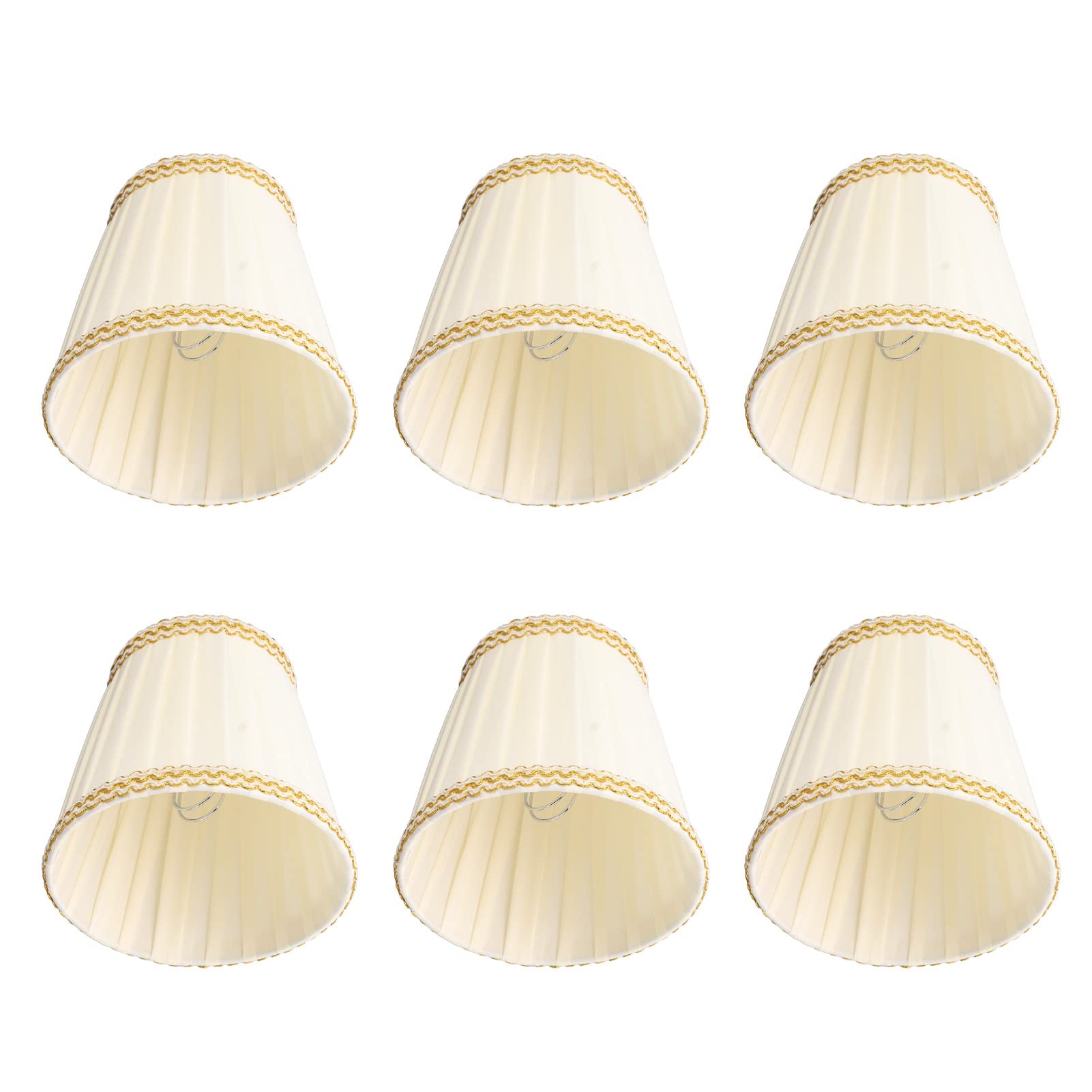 Small Lamp Shade Set of 6 Chandelier Shades,Farmhouse Small Lamp Shade Chandelier Clip on Modern Lampshade Fabric Lampshades for Candle Bulbs Lighting Accessories