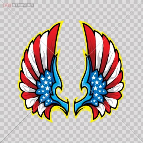 Stickers Decals Angel Pair Of Wings Car Window Wall Art Decor Doors Helmet Truck Motorcycle Note Book Mobile Laptop Size: 5 X 2.6 Inches Vinyl color print