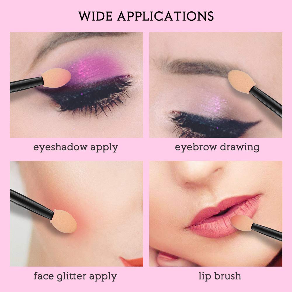 Eyeshadow Applicators,MORGLES Eyeshadow Brush Sponge Applicator 50pcs Disposable Eyeshadow Brush Eyeshadow Sponge Brush Eye Makeup Applicators(Black): Beauty