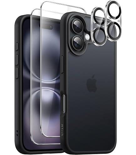 JETech 5-in-1 Case For IPhone 16 Pro - Matte Translucent Cover + 2x Screen & Lens Protectors