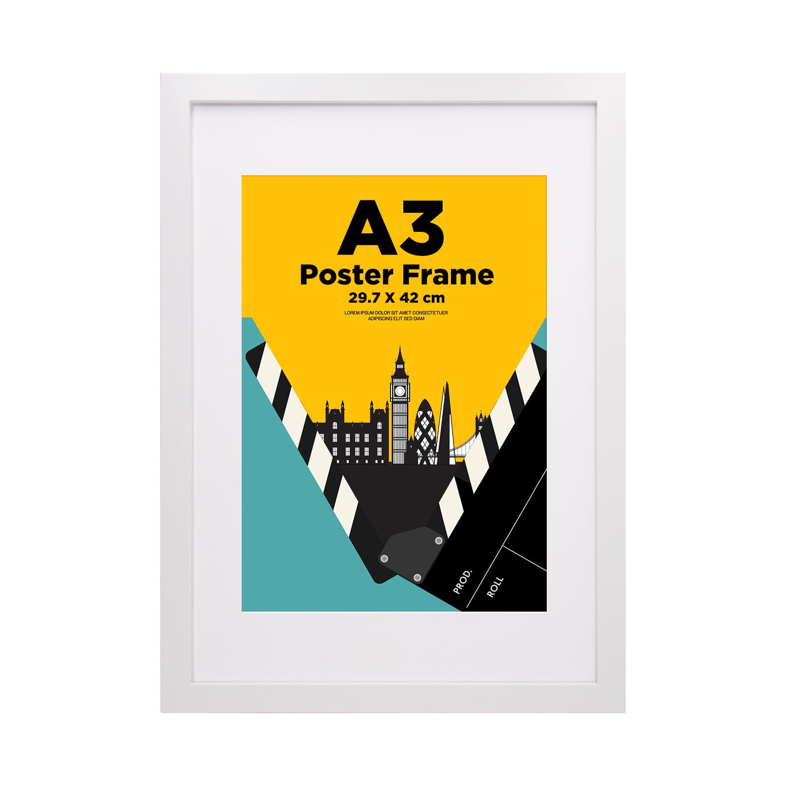 A3 Frame,100% Solid Wood with A4 Mat,A3 Picture Frame,A3 Photo Frames with Acrylic Glass,A3 Poster Frames for Wall Mounting,29.7x42cm Certificate Frame for Portrait,White