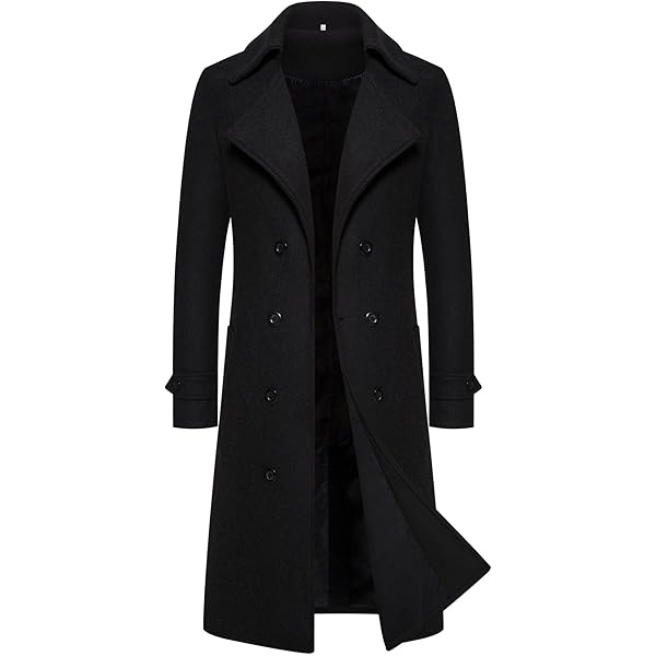 USTZFTBCL Super Long Knee Length Trench Coat Men's Double Breasted