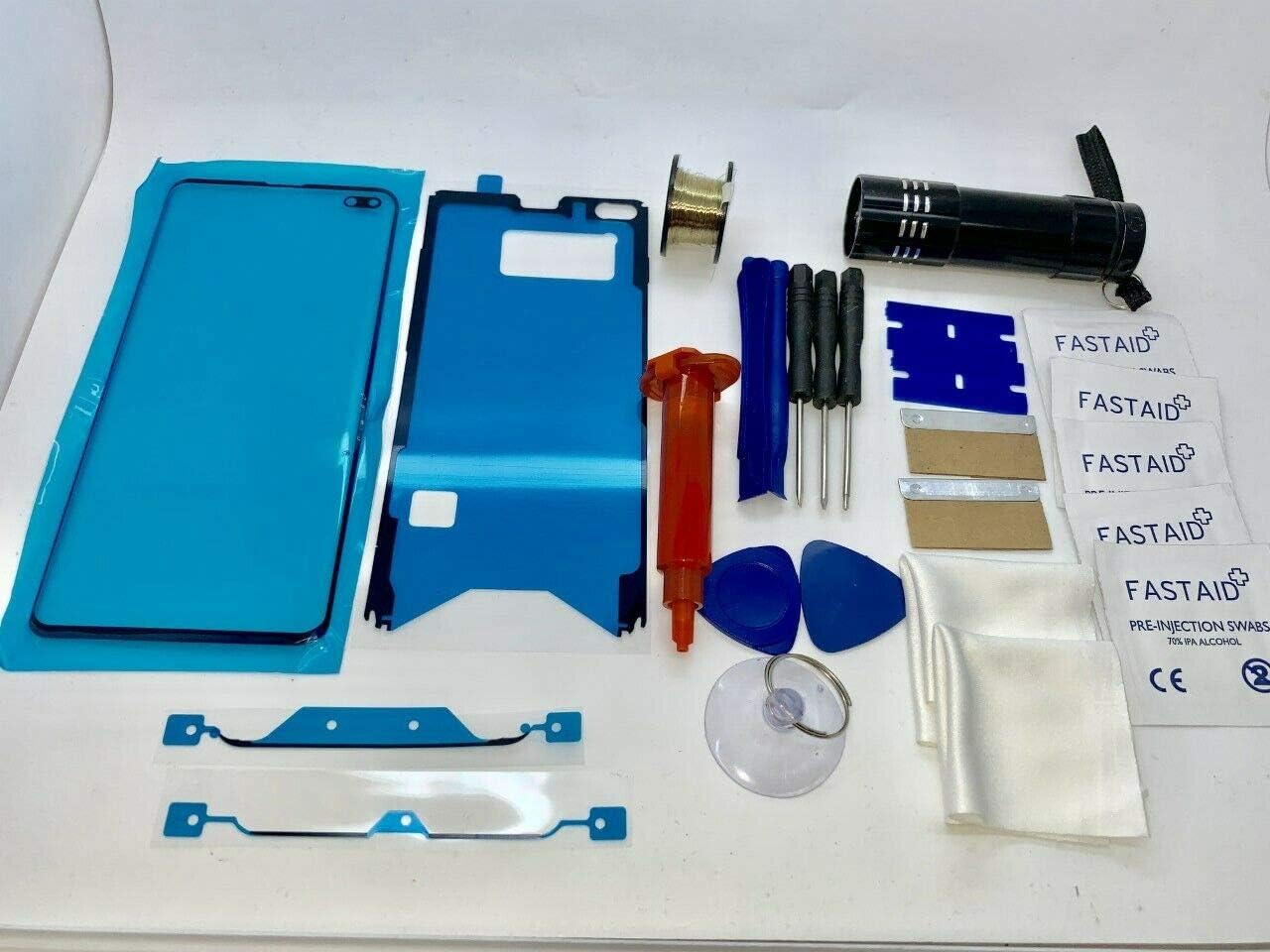 Front Glass, Screen Repair Kit, Wire, Glue, UV Torch, Tools for Samsung Galaxy S10+ Plus
