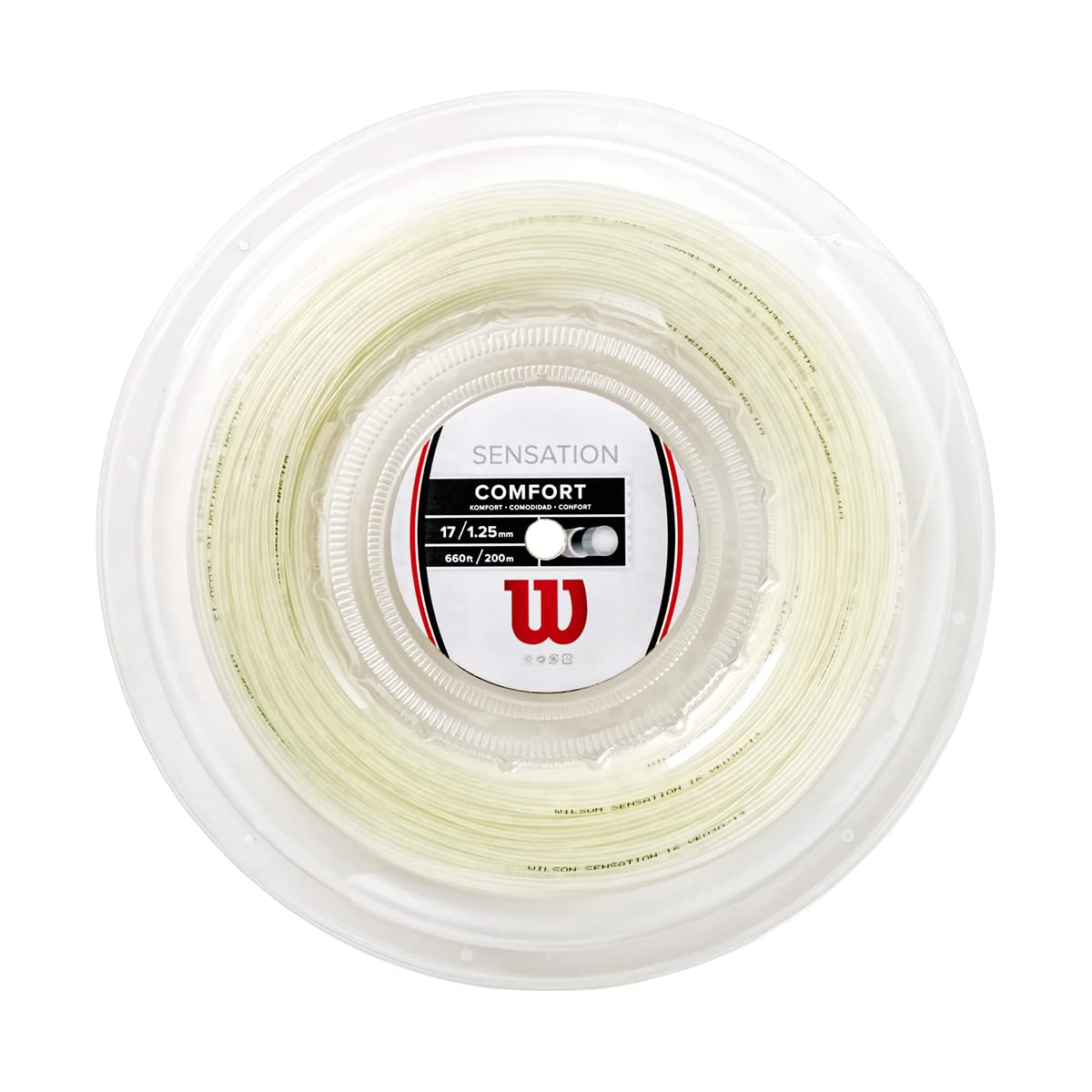 Wilson tennis string Sensation 17, For tennis rackets, diameter: 1.25 mm, 200 m, transparent, WRZ91110017