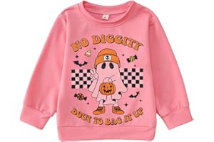 IZYJOY Toddler Halloween Sweatshirt Baby Girl Boy Ghost Graphic Pullover Top No Diggity Spooky Season Long Sleeve Fall Shirt