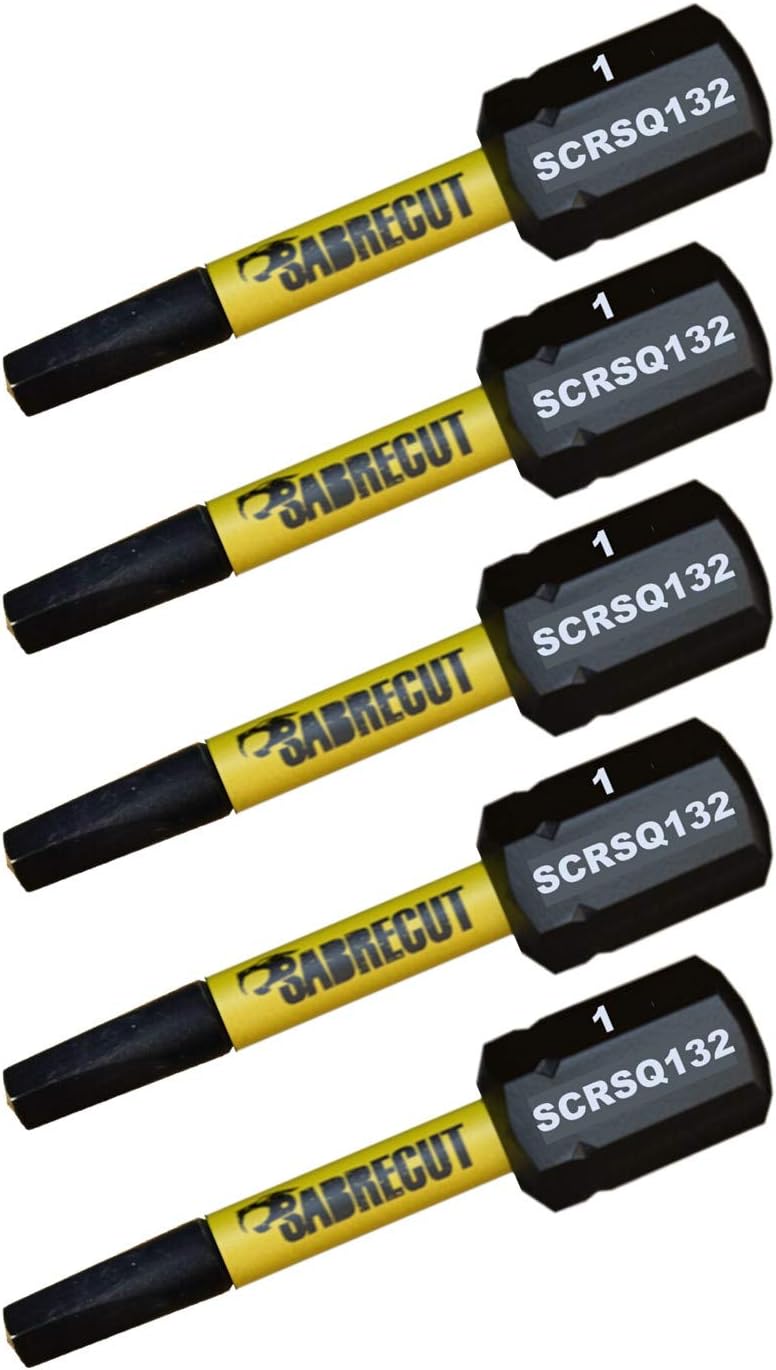 5 x SabreCut SCRSQ132_5 32mm SQ1 Square Magnetic Impact Screwdriver Driver Bits Set Single Ended Heavy Duty - Image 3