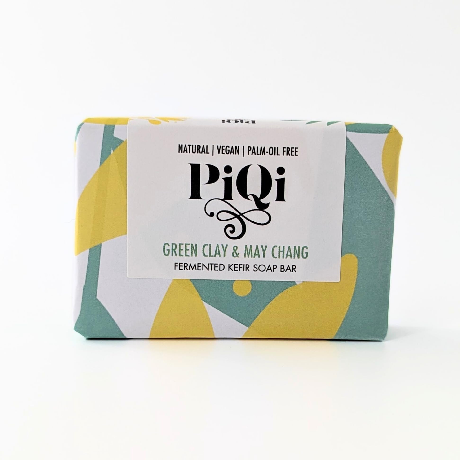 PiQi Kefir Soap Bar Green Clay and May Chang - Deep Cleansing, Exfoliating, Rich in Lactic Acid, Nourishing, Vegan (Natural, Palm-Oil Free)