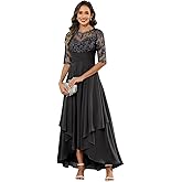 HANVAIOS Half Sleeve Mother of The Bride Dresses Lace Applique Aline Chiffon Formal Dress for Women