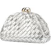 CHUNLI Dressy Woven Clutch Purses for Women Evening Wedding Formal Occasion,Dumpling Crossbody Shoulder Handbags for Women
