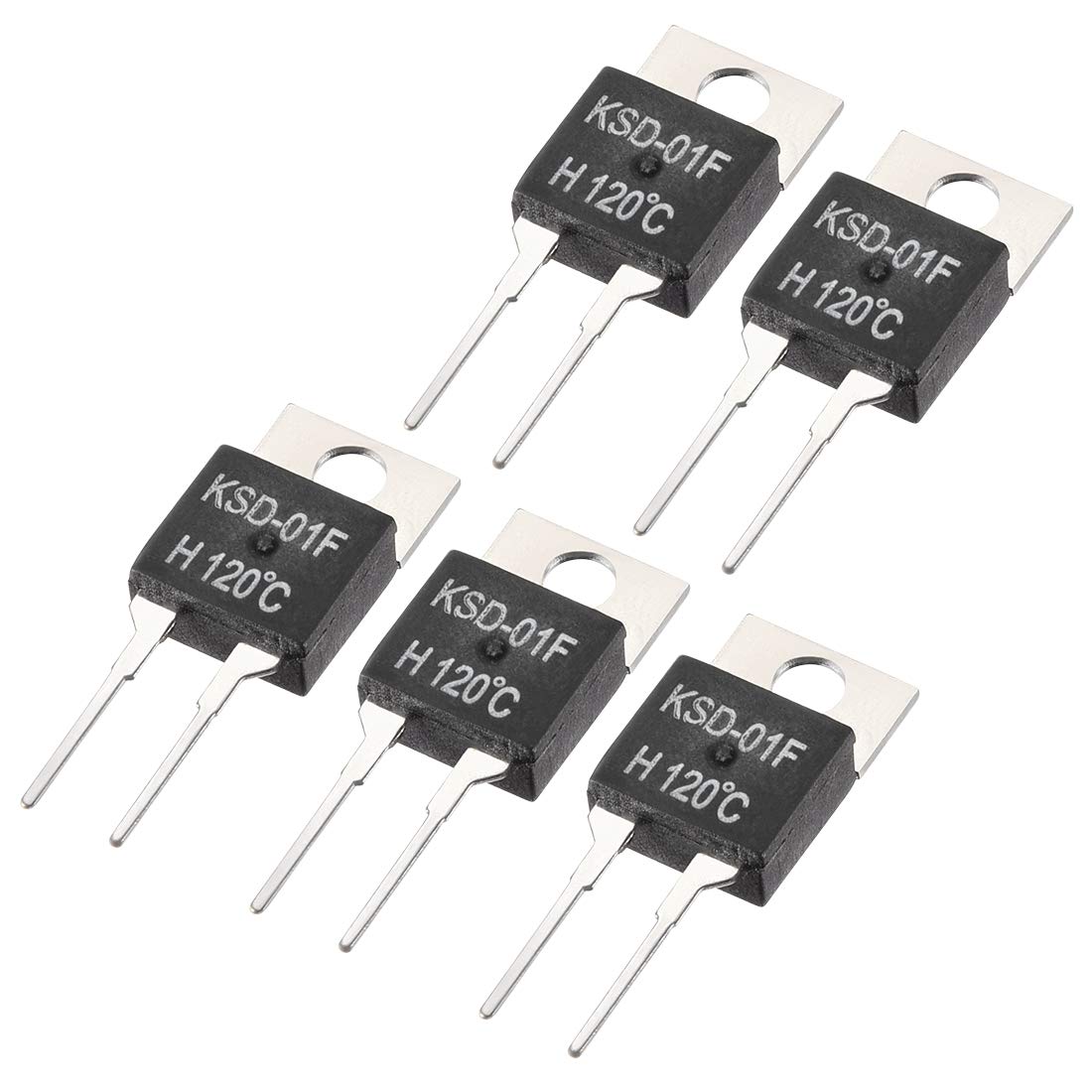sourcing map Normally Open Temperature Switch, KSD-01F Thermal Switch Thermostat Temperature Controller 120℃ N.O 5pcs