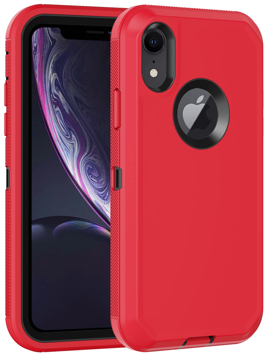 Aimoll-88 for iPhone XR Case, with Built in Screen Protector Heavy Duty Drop Protection, Full Body Rugged Shockproof Dust Proof 3- Layer Tough Protective Phone Cover for Apple iPhone XR Red