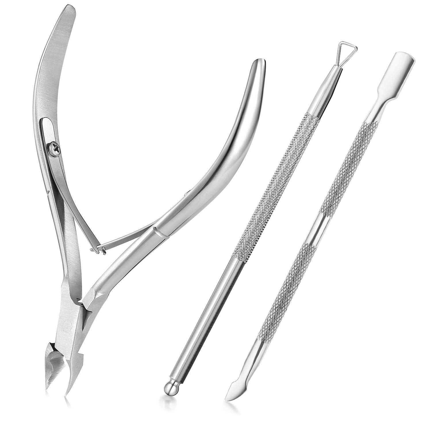 Cuticle Trimmer with Cuticle Pusher -YINYIN Cuticle Remover Cuticle Nippers Professional Stainless Steel Cuticle Pusher and Cutter Clippers Durable Pedicure Manicure Tools for Fingernails and Toenails: Beauty