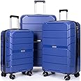 Travelhouse Luggage Sets 3 Piece PP Suitcase Set Hardside Spinner Wheel Luggage Clearance Lightweight TSA Lock for Travel, Business(20/24/28)(Navy)
