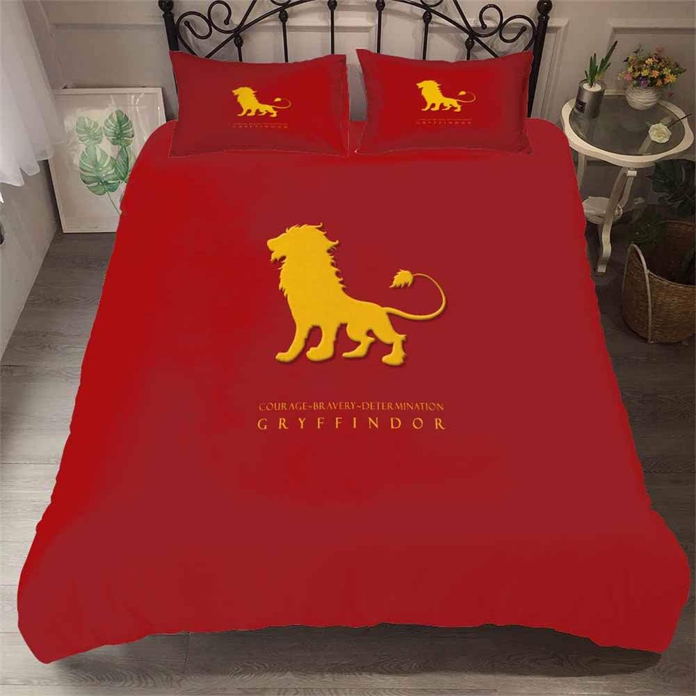 NICHIYO Harry Potter School of Magic Bedding Set - Duvet Cover and Two Pillow Cases Microfibre 3D Digital Print Three-Piece Set, 05, King 220x240cm