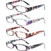 Kerecsen Women's Reading Glasses 4 Pairs Ladies Fashion Spring Hinge Readers