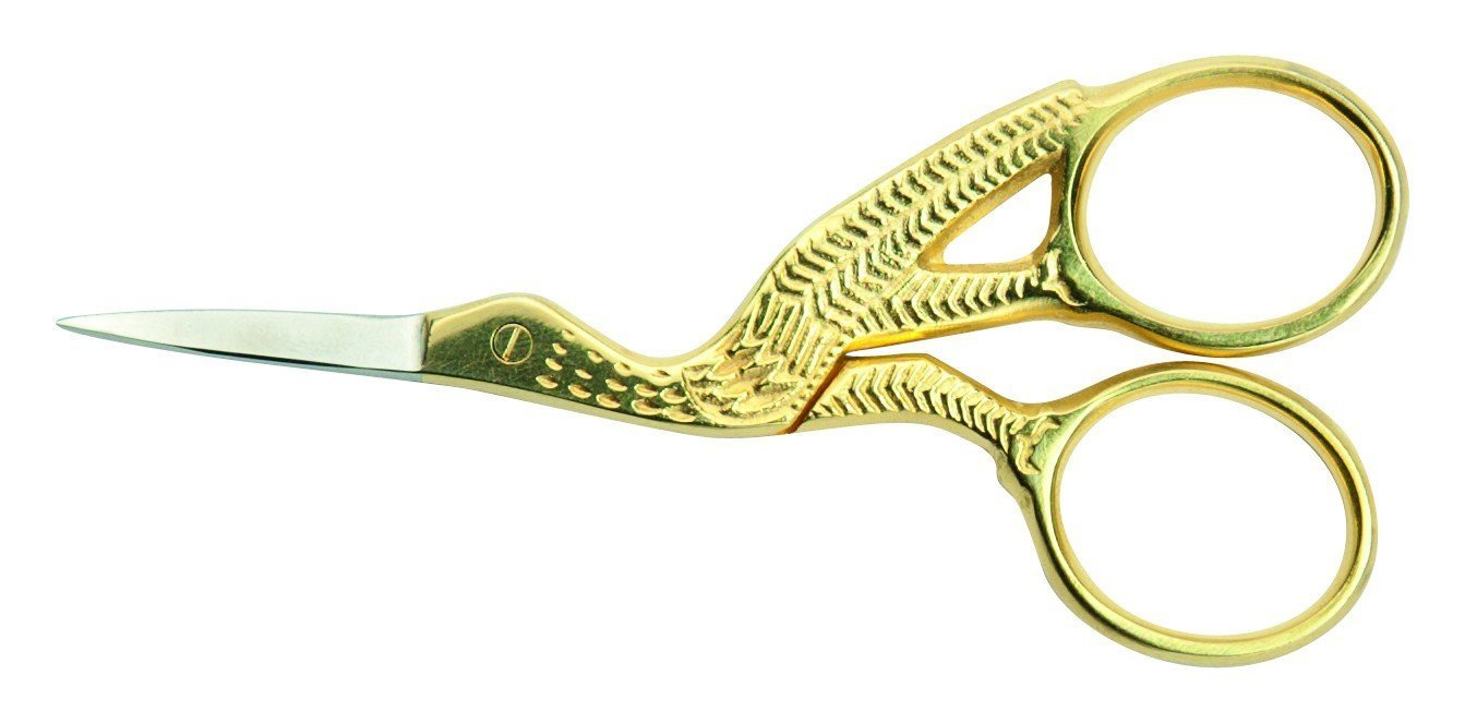 Gilt Stork Embroidery Scissors (9cm/3.5'')