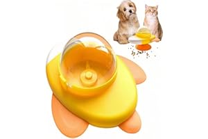 Zheigaoxea Rotating Rocket Pet Food Dispenser, Interactive Cat Feeder for Indoor Cats, Cat Puzzle Feeders, Portable Rocket De