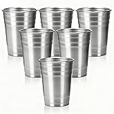 MEBRUDY 6 Pack 12oz/350ml Stainless Steel Cups for Kids and Adults, Shatterproof Stackable Metal Drinking Cup for Camping, Parties, Bar, Home, Restauran