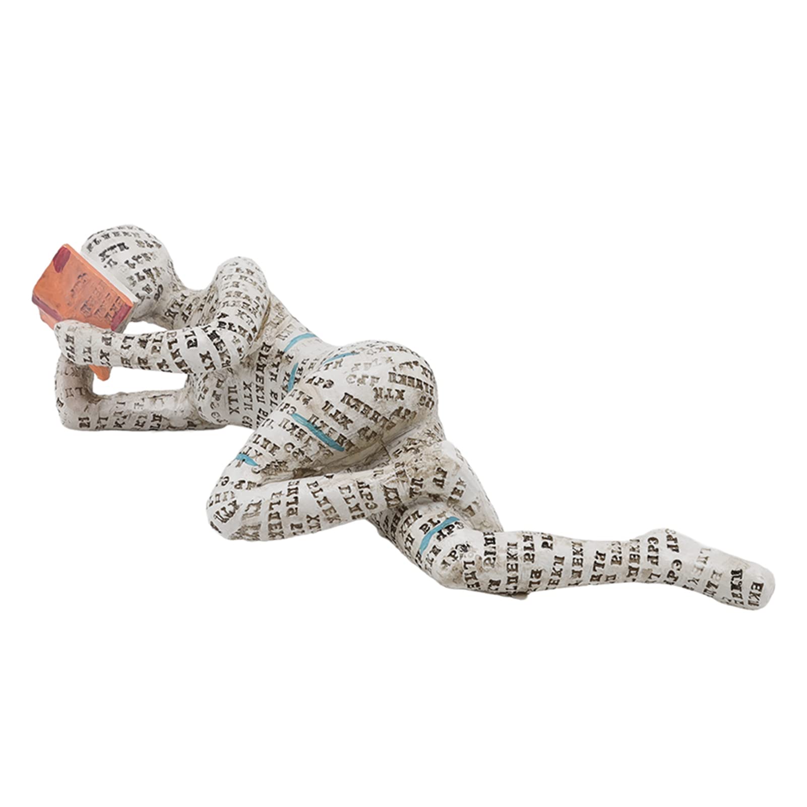 Fdit Reading Woman Figurine Resin Reading Women Thinker Statue Modern Abstract Art Sculpture for Decoration (C)