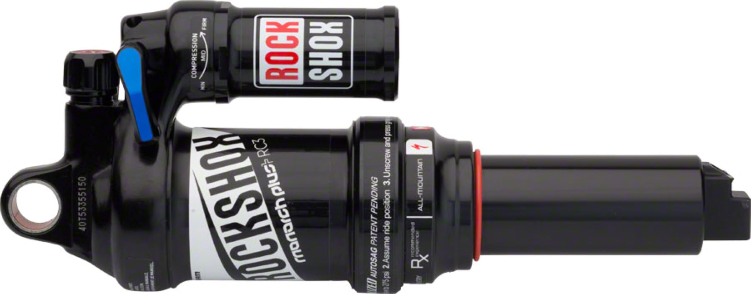 Rock Shox Monarch Plus RC3 (197 x 48/7.75 x 1.9) DebonAir 5 Volume Reducers, MReb/Mcomp, Fast Black/SBC Shock Block (Includes Mounting Hardware) 2016 Stumpjumper 27.5/29 B3 - MY16